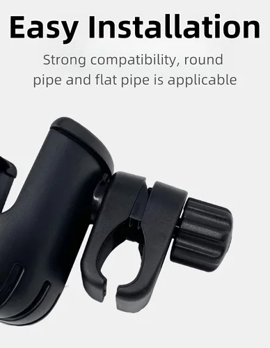 Vista 4 de Soporte versátil 2 en 1 para teléfono celular para bicicleta y cochecito - Jaula universal para botellas de agua para ciclistas, soporte para Negro