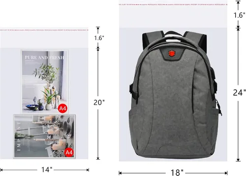 Vista 6 de Bolsas de celofán transparente de 18 x 24 pulgadas, 100 bolsas grandes de celofán autosellables, bolsa de plástico autoadhesiva para embalaje, ropa