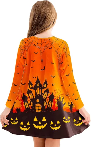 Vista 5 de Deerose Vestido de manga larga con estampado de trébol irlandés para niñas de 3 a 12 años