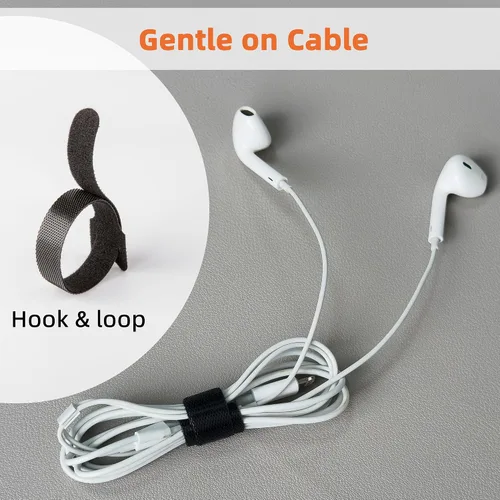 Vista 5 de 90 bridas reutilizables con gancho y bucle, correas de cables ajustables multiusos de 8 pulgadas para organizar el hogar, la oficina y los centros