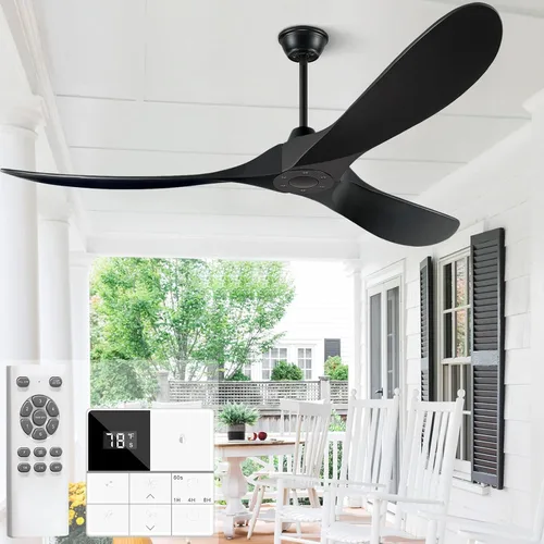 Vista 10 de Eliora Ventiladores de techo de 52 pulgadas sin luces, ventilador de techo de madera sin luz con control remoto, ventilador de techo grande