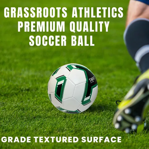 Vista 5 de Grassroots Athletics Swift - Balón de fútbol – Calidad Premium – Tamaño 5 Reglamento oficial – Pelota de fútbol sin costuras con superficie