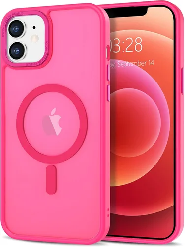 Vista 340 de Anuck - Funda magnética para iPhone 11 compatible con MagSafe, carcasa trasera mate translúcida dura, borde de TPU, delgada, resistente a impactos