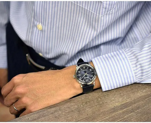 Vista 5 de Seiko Reloj automático para hombre Presage con esfera azul SRPE43J1, Blanco, Correa