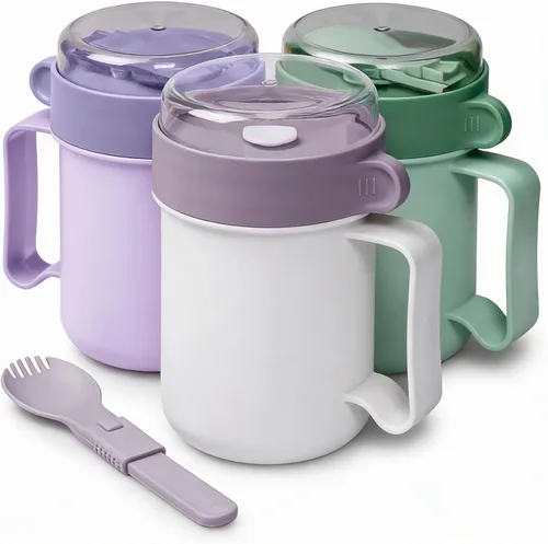 Vista 20 de MATICAN Taza de sopa para microondas con tapa, recipiente para sopa con tapa para fideos ramen, sopa, bebidas, apto para microondas, incluye Gris