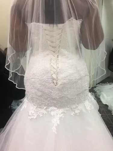 Vista 2 de Vestido de novia formal sin tirantes con encaje, largo de sirena para mujer 2019 WD162