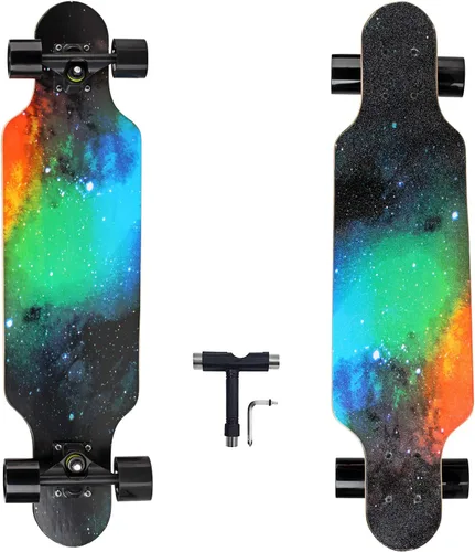 Vista 8 de 31" Longboard 7 capas Skateboard Pro Complete Cruiser para crucero, tallado, estilo libre y cuesta abajo con T-Tool