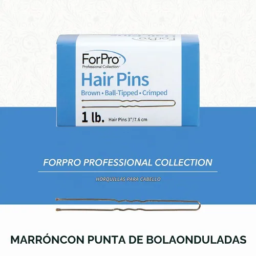 Vista 4 de ForPro Horquillas para el cabello (320 unidades aproximadas), marrón, 3 pulgadas de largo, con punta de bola, rizado, no dañante, 1 libra.