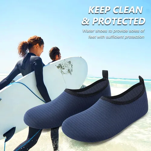Vista 6 de Deevike Zapatos acuáticos para mujeres y hombres, estilo descalzo, de secado rápido, calcetines de agua sin cordones para playa, piscina, natación