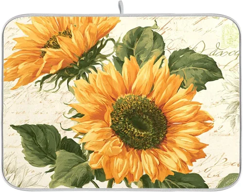 Vista 71 de Tapete de secado de platos de girasol enano de abeja para cocina Girasol enano abeja