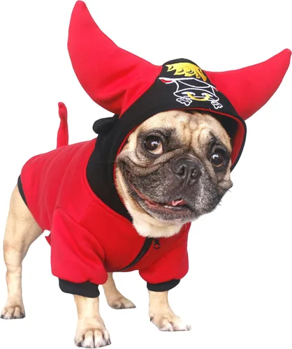 Vista 11 de iChoue - Disfraces para perros, suéteres divertidos, abrigos de invierno, sudaderas con capucha, Frenchie Pitbull Corgi, Pug Inglés, cachorro, S