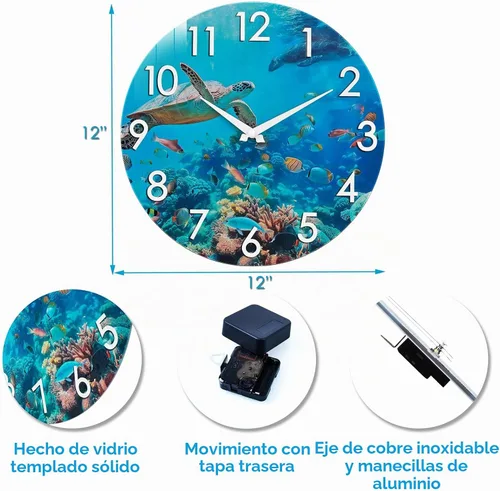 Vista 3 de Reloj de pared para interiores y exteriores de 12 pulgadas, funciona con 12" bajo el agua