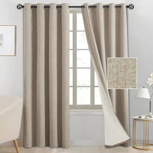 Vista 11 de SimpleHome - Cortinas de lino blanco crema para sala de estar, 84 pulgadas, 2 paneles