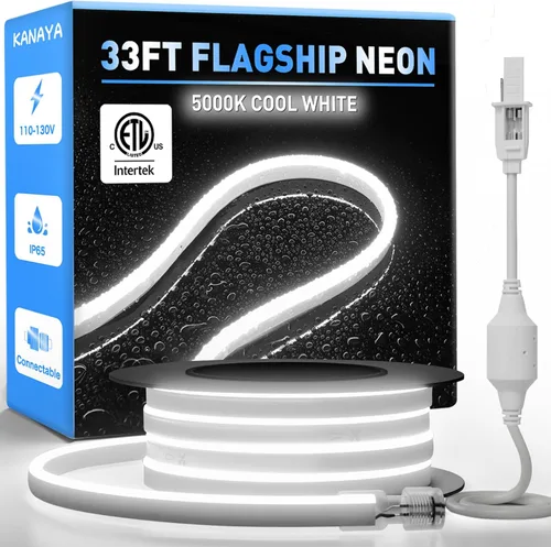 Vista 11 de KANAYA Luz de cuerda LED de neón de 16 pies con certificación ETL, CA 110V-120V conectable cortable iluminación IP65 impermeable, para decoración