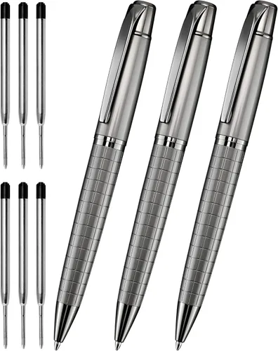 Vista 10 de Cambond Bolígrafos plateados – Bolígrafo giratorio de metal de tinta negra, punta media de 0.039 pulgadas para regalo, oficina, negocios, hombres