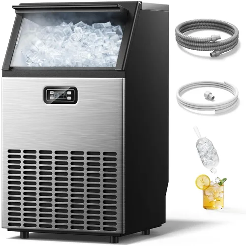 Vista 10 de EUHOMY Máquina comercial para hacer hielo, 101 libras/24 horas, máquina de hielo de acero inoxidable debajo del mostrador con almacenamiento de 22