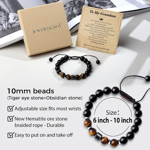 Vista 2 de Pulsera de joyería y tarjeta para hombres, regalos para adolescentes, niños, papá, hijo, hermano, novio, esposo, To My Man To My Love, pulsera
