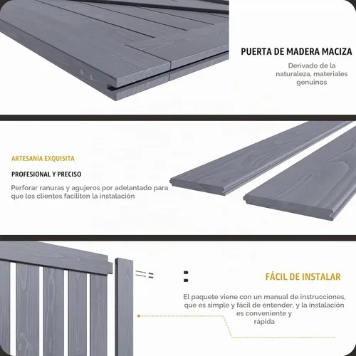 Vista 7 de FREDBECK Puertas dobles grises de 24 x 84 pulgadas, puerta de granero de 48 pulgadas con kit de herrajes para puerta de granero de 8 pies incluido