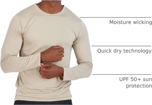 Vista 31 de Real Essentials Paquete de 4 unidades: camiseta de manga larga para hombre Dry Fit, disipa la humedad, protección solar FPU 50+ contra rayos