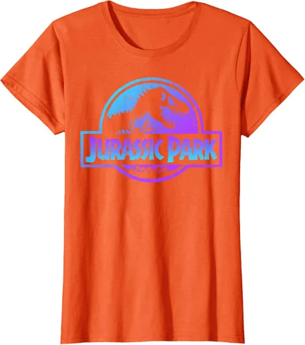 Vista 63 de Jurassic Park Camiseta de manga corta con logotipo Fossil azul y morado Negro