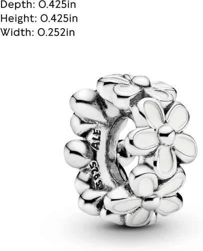 Vista 6 de PANDORA Jewelry - Abalorio espaciador de margaritas blancas Impresionantes pulseras con dijes de flores Encanto perfecto para mamá, hermana, hija