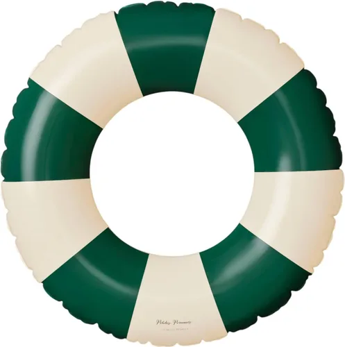 Vista 19 de Petites Pommes Flotador de piscina a rayas para niños y niños pequeños, tubo interior duradero, diseño de rayas clásico impreso a mano, dona