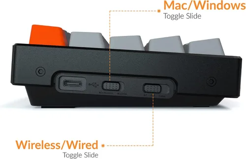 Vista 3 de Keychron Teclado compacto K6 de 68 teclas, teclado mecánico inalámbrico Bluetooth/con cable con marco de aluminio retroiluminado LED RGB compatible