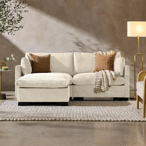 Vista 15 de Best Choice Products Sofá biplaza moderno para sala de estar, sillón reclinable de pana, funda extraíble, cojines de resorte, marco de madera