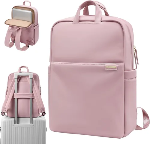 Vista 14 de Mochila delgada para laptop para mujer, mochila ligera para viajes de negocios para mujeres y hombres, Albaricoque, 14 pulg., Moderno