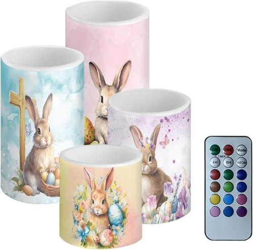 Vista 33 de Velas LED parpadeantes operadas por batería, juego de 4 con control remoto y temporizador, velas de llama danzante, velas de pilar para mesa, Playa