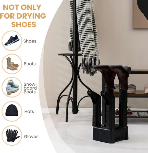 Vista 5 de COSTWAY Secador de botas, secador de botas y desodorante con temporizador de 180 minutos, estándar CETL, tubos desmontables, soplador de calor