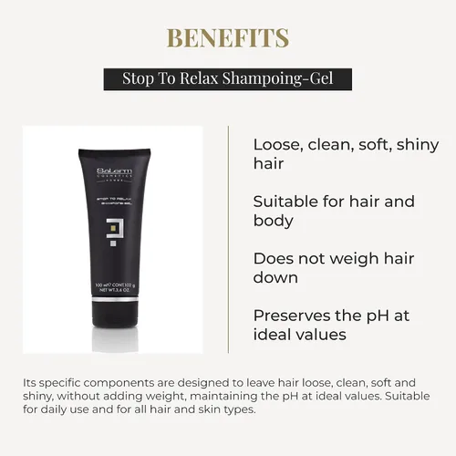 Vista 3 de SALERM - Gel y Champú 2 en 1 - Línea Stop To Relax Homme Barber - 3.4 fl oz - Para todo tipo de cabello y piel - Fragancia refrescante y relajante