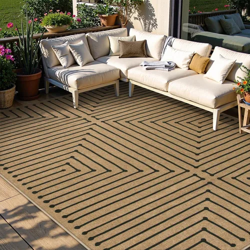 Vista 88 de Lahome Tapetes geométricos para puerta de interior para entrada, alfombra antideslizante lavable de 2 x 3 negro / neutro