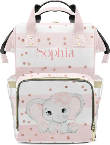 Vista 9 de Mochila de pañales con patrón de girasol con nombre, bolsa multifunción de gran capacidad para mamá, papá, unisex, niño y niña, Diseño 1, Mochilas
