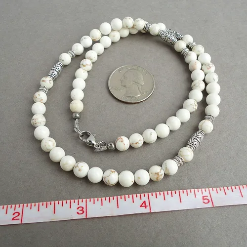 Vista 15 de Mami's Gem Studio Collar de cuentas para hombre, hecho a mano en Estados Unidos, piedras preciosas de 0.236 pulgadas y peltre estilo tribal