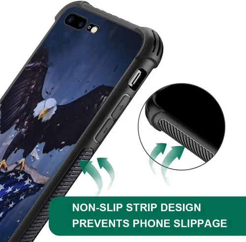 Vista 4 de DJSOK Funda compatible con iPhone 7/8 Plus, diseño con patrón de parachoques trasero, esquinas reforzadas contra arañazos, esquinas reforzadas