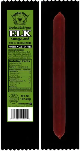 Vista 2 de Buffalo Bills Bourbon Black Pepper Elk Exotic Game Sticks (15 palos por bañera)