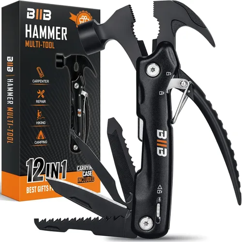 Vista 8 de BIIB - Regalos para hombres, martillo 13 en 1, accesorios de campamento multiherramienta, regalos para hombre, regalos para él, papá, novio, regalos