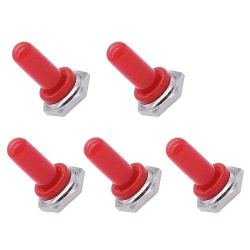 Vista 5 de Mxuteuk 5pcs negro 0.472 in goma Rocker Toggle Switch Knob sombrero impermeable cubierta del maletero tapa diez -MZ-BK