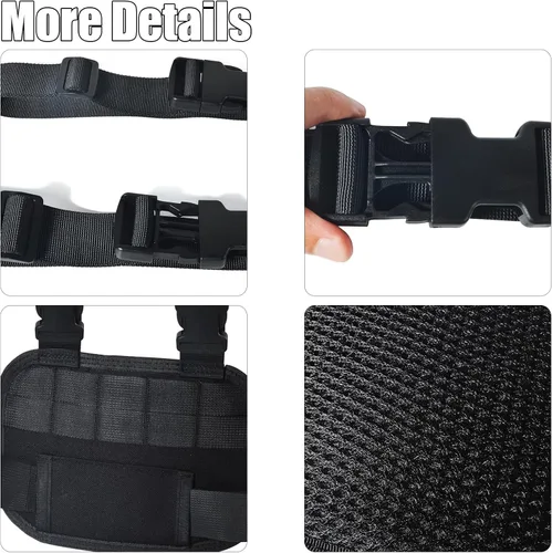Vista 3 de MOLLE - Paquete táctico de pierna – Bolsa de muslo compacta negra con correas ajustables y hebillas de liberación rápida para cinturón de servicio