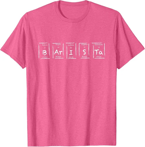 Vista 23 de Barista Espresso Latte Cappuccino Coffee Periodic Table T-Shirt Asphalt Grey