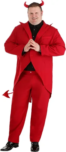 Vista 2 de Traje rojo de talla grande disfraz de diablo 2X 3X