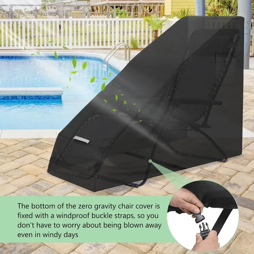 Vista 4 de AKEfit 1 funda para silla de gravedad cero, impermeable, plegable, para exteriores, con bolsa de almacenamiento, resistente a los rayos UV y al