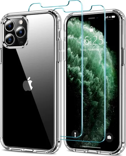 Vista 17 de HOOMIL Funda para iPhone 11 con 2 protectores de pantalla de vidrio templado, no amarillea, protección contra caídas, arañazos, transparente, parte