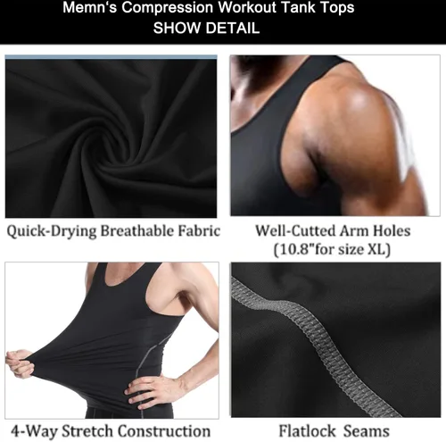 Vista 5 de Paquete de 13 camisetas de compresión atléticas para hombre, camiseta sin mangas de ajuste seco, camiseta deportiva para correr, gimnasio, camisetas