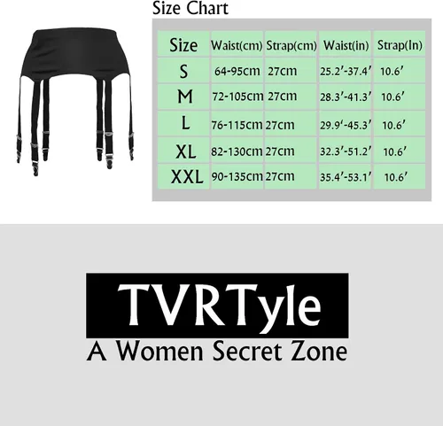 Vista 5 de TVRtyle Hebillas de metal de talla grande, 6 correas anchas, sexy para mujer, sin costuras, liguero para medias S504R