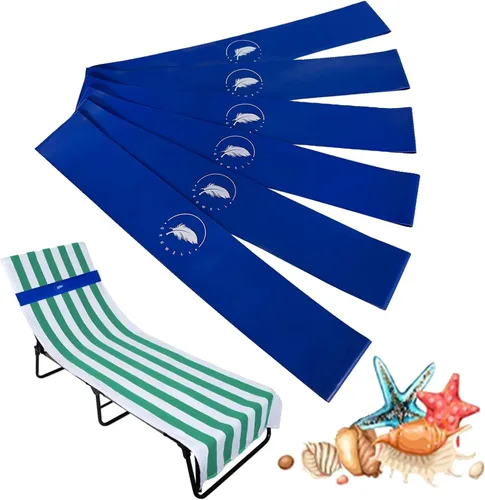 Vista 10 de Bandas de toalla (paquete de 6) - Clips elásticos para toallas de playa y crucero para sillas de playa, piscina, salón, portadores de toallas