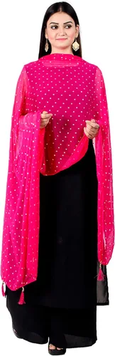 Vista 4 de Chandrakala Chal Dupatta de gasa para mujer, chal envolvente Chunni, beige (D191-P)