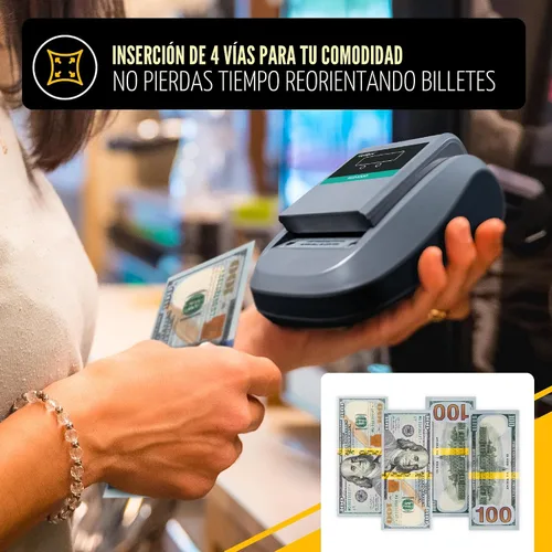 Vista 2 de Kolibri KCD-1000 Lector Portátil de Divisas Falsas y Detector de Billetes Falsos de 4 Vías con UM, Detector de Dinero Falso Magnético