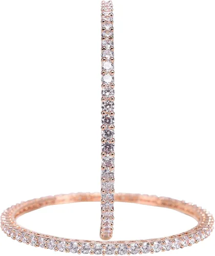 Vista 2 de Ratnavali Jewels CZ Zirconia oro tono solitario diamante pulsera Bollywood boda brazalete joyería mujeres